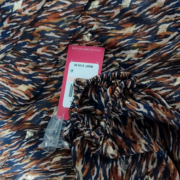 Vince Camuto Plus Size Metallic Printed Maxi Dress - Classic Navy 2x/3X - Picture 10 of 12